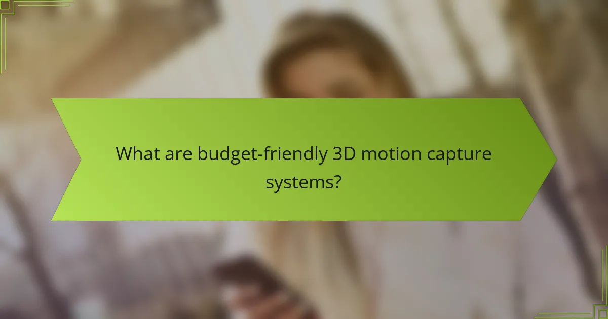 What are budget-friendly 3D motion capture systems?