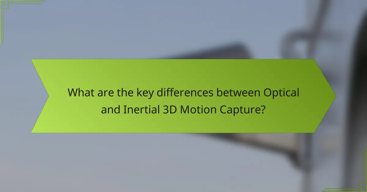 What are the key differences between Optical and Inertial 3D Motion Capture?