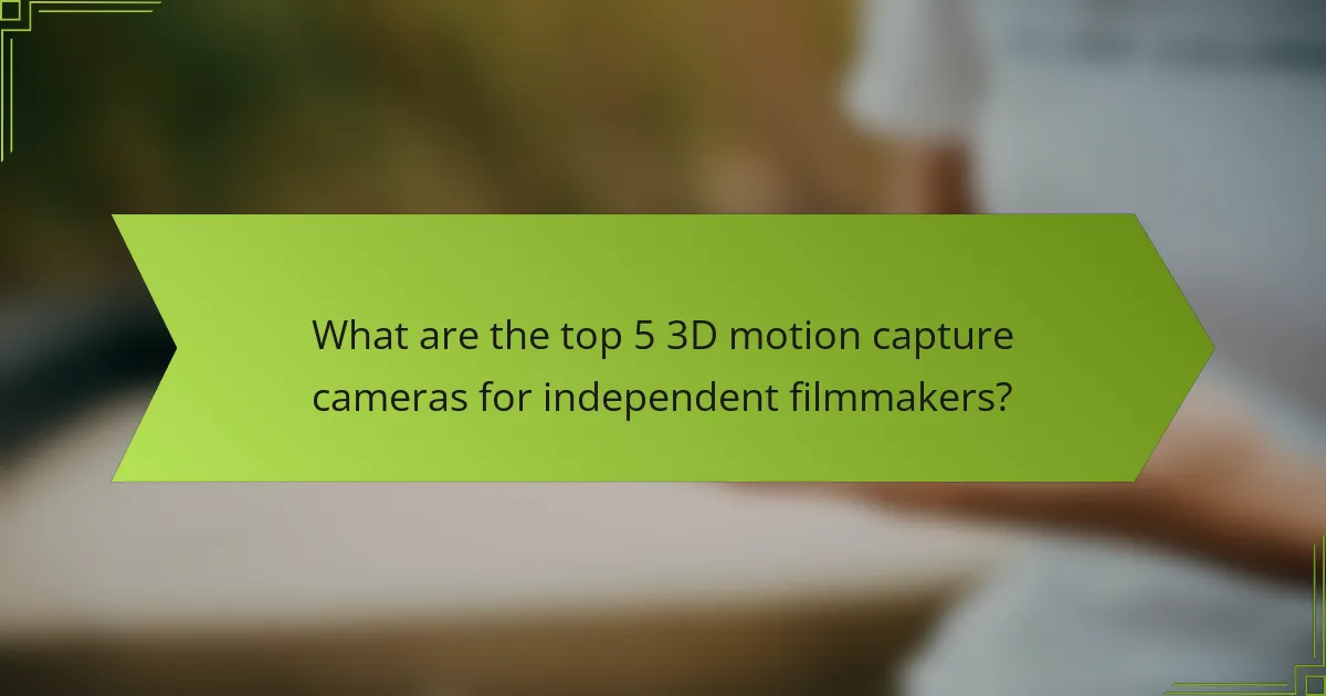What are the top 5 3D motion capture cameras for independent filmmakers?
